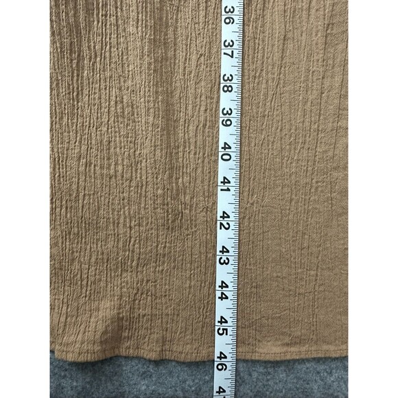 H&M Brown Crinkle Cotton Button Front Midi Shirt Dress S Brown Casual Minimalist - Picture 9 of 12